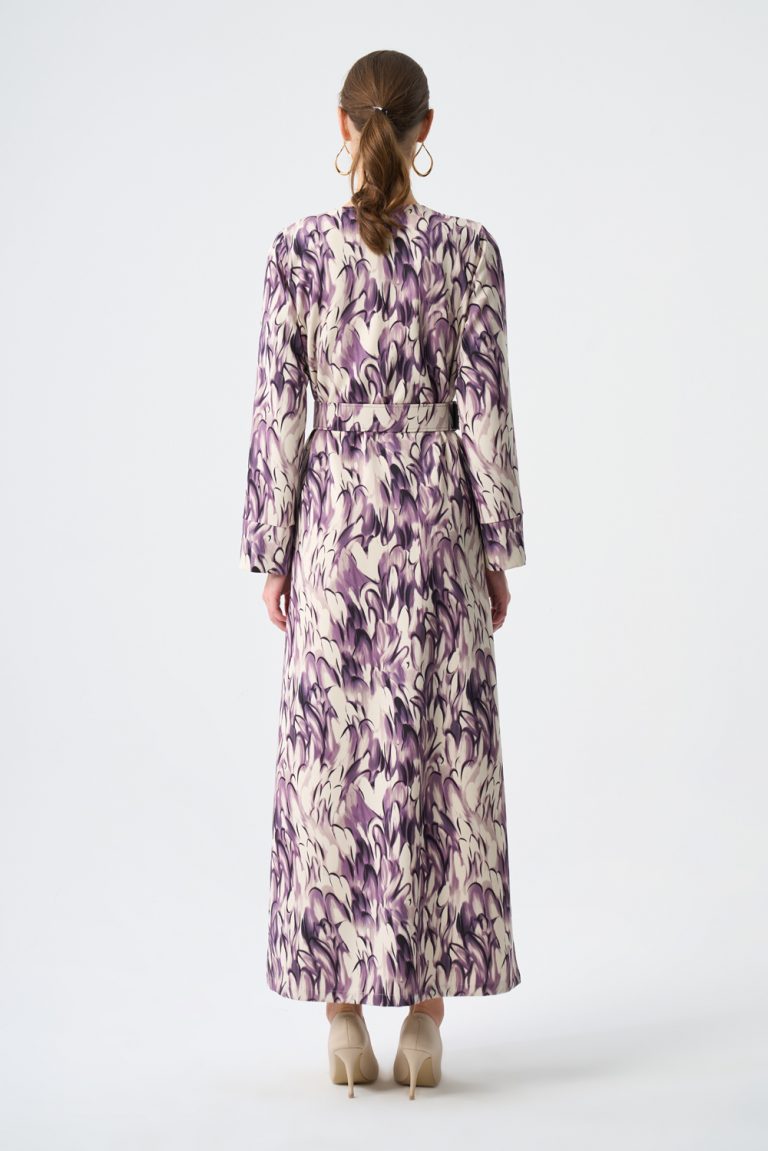 Mizalle Mor Desenli İki Parçalı Kimono Elbise Takım - Mizalle