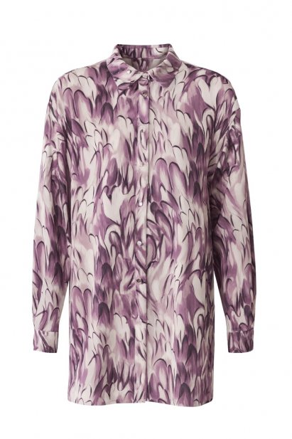 Mizalle Mor Elips Desenli Gömlek Yaka Tunik - Mizalle