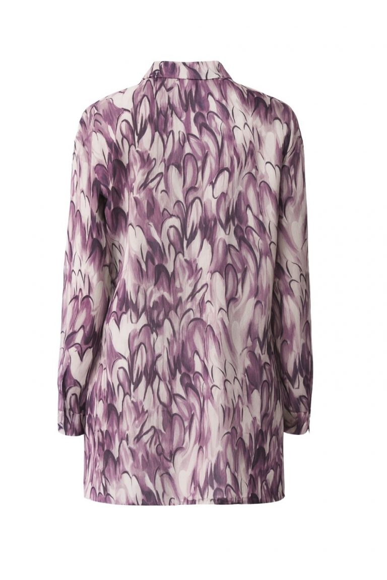 Mizalle Mor Elips Desenli Gömlek Yaka Tunik - Mizalle