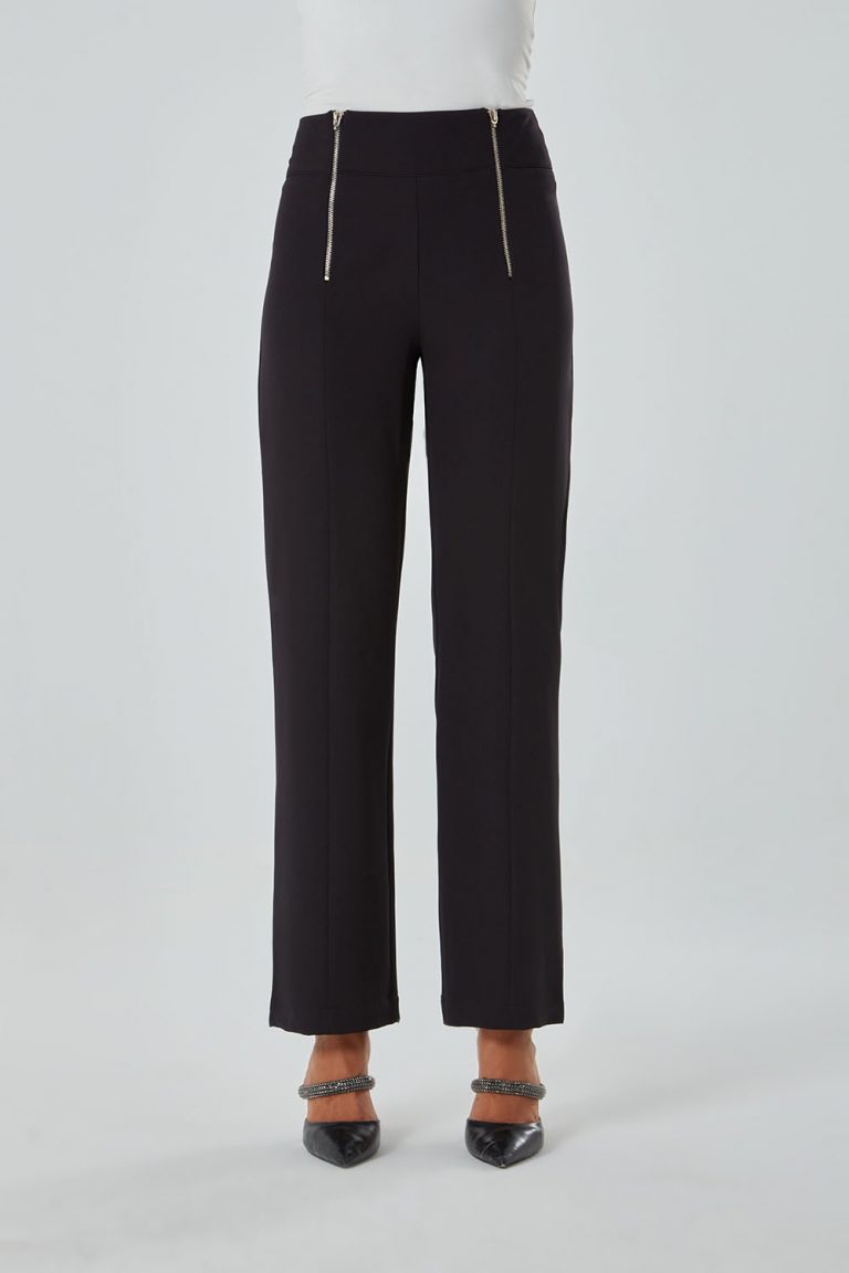 Mizalle Fermuar Detaylı Siyah Pantolon - Mizalle