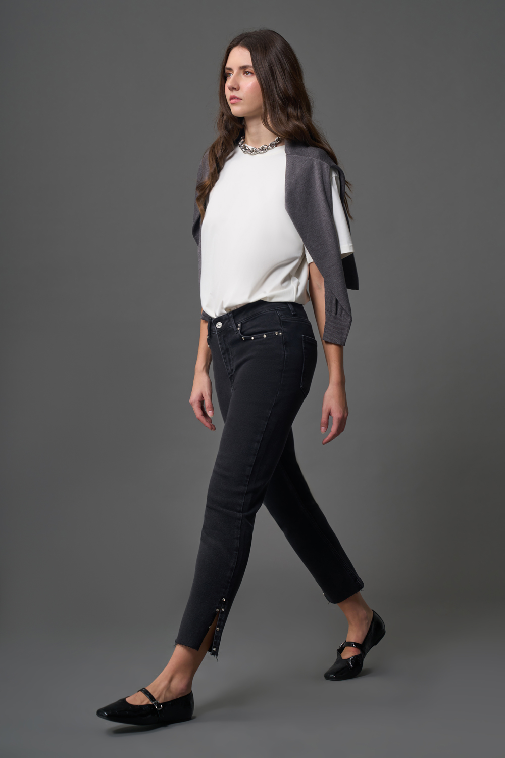Flare Paça Denim Antrasit Pantolon - 2