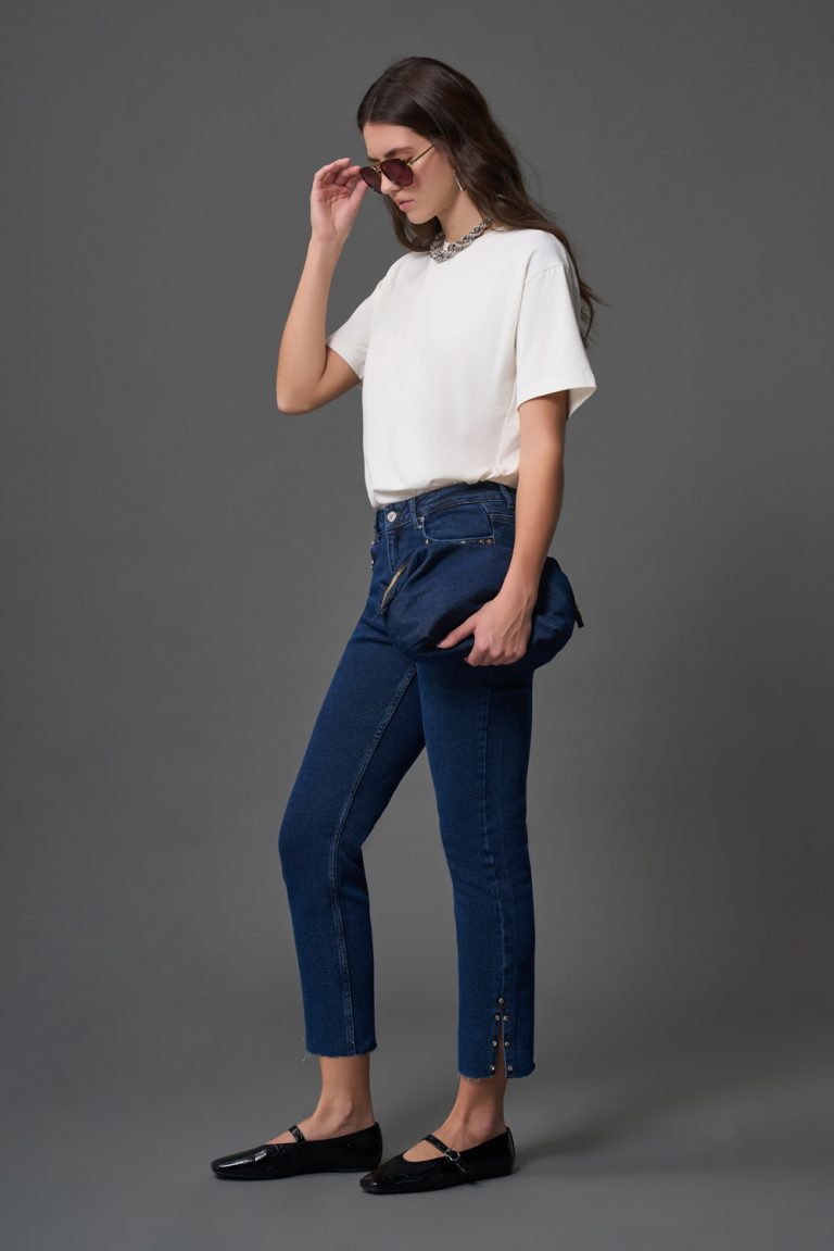 Flare Paça Denim İndigo Pantolon - Mizalle