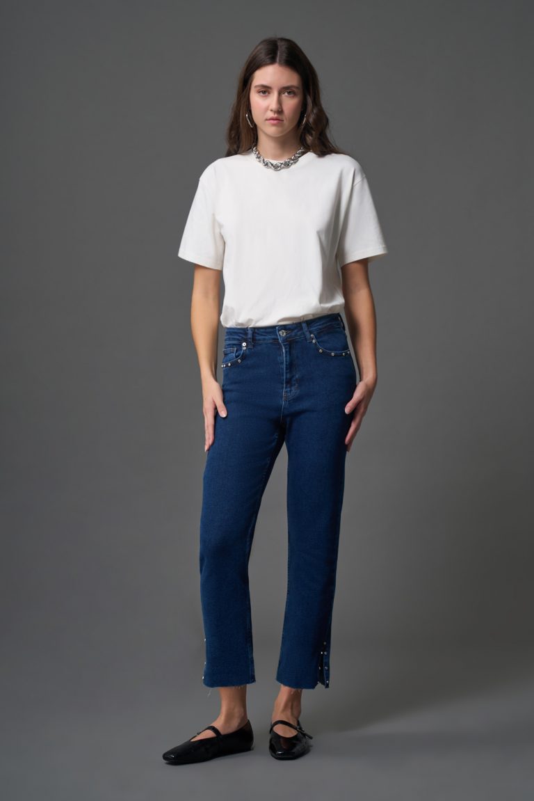 Flare Paça Denim İndigo Pantolon - Mizalle