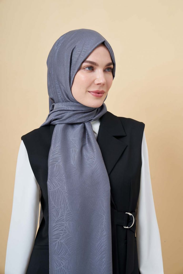 Mizalle Füme Rengi Neva Jakarlı Şal - Mizalle