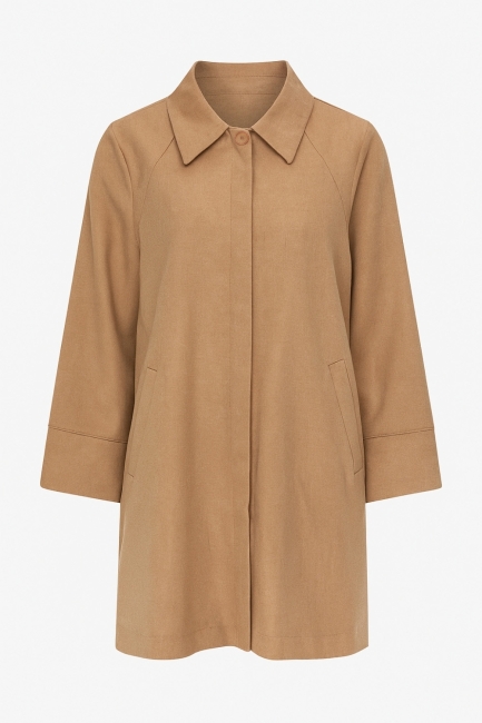 Mizalle - Mizalle Bej Rengi Cepli Rahat Kalıp Tunik Ceket