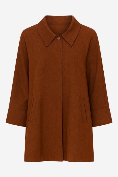 Mizalle Kahverengi Cepli Rahat Kalıp Tunik Ceket - Mizalle