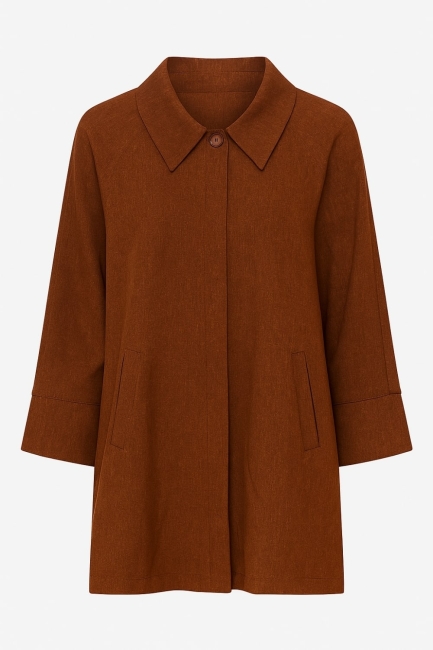 Mizalle - Mizalle Kahverengi Cepli Rahat Kalıp Tunik Ceket