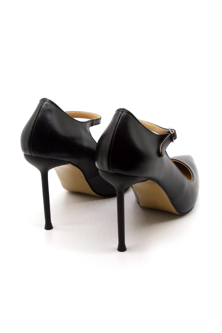 Mizalle İnce Topuklu Bantlı Siyah Ayakkabı - Mizalle