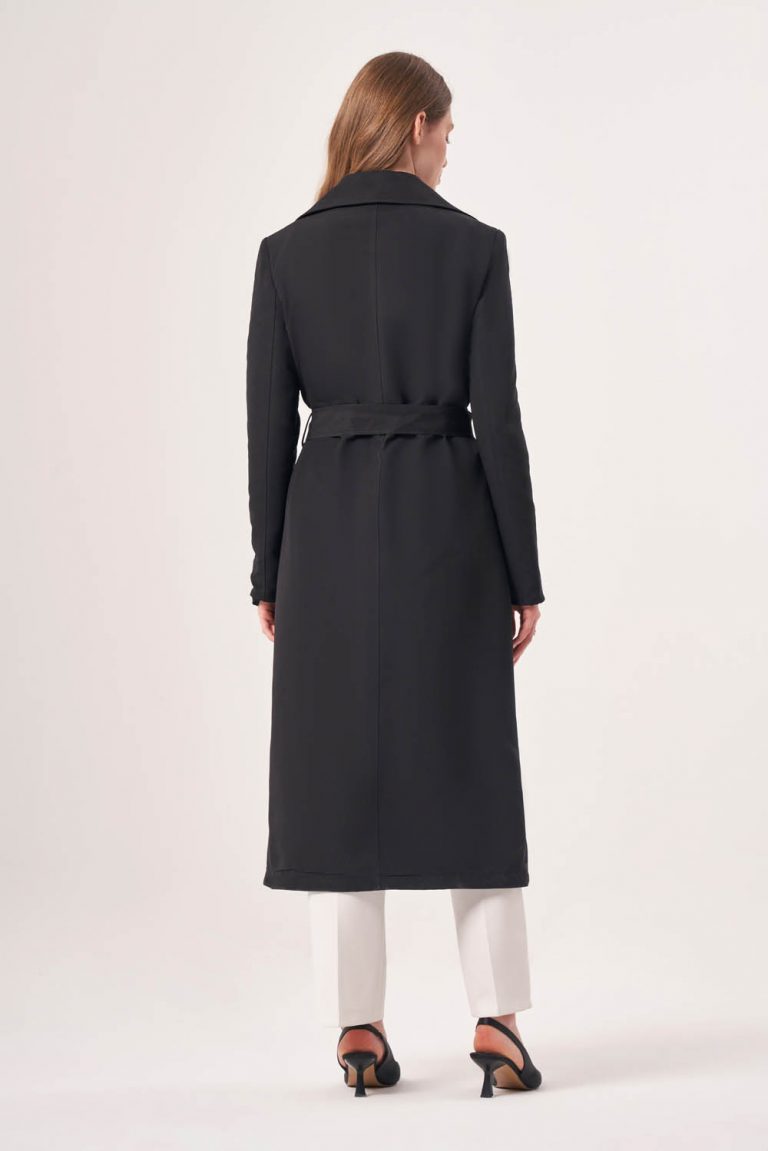 İnci Detaylı Siyah Trençkot - Mizalle