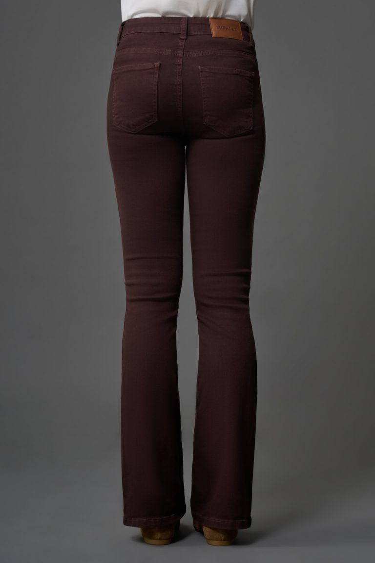 Mizalle Skinny Fit Flare Paça Kahverengi Denim Pantolon - Mizalle