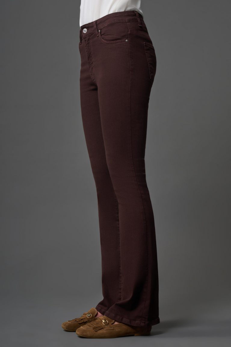 Mizalle Skinny Fit Flare Paça Kahverengi Denim Pantolon - Mizalle