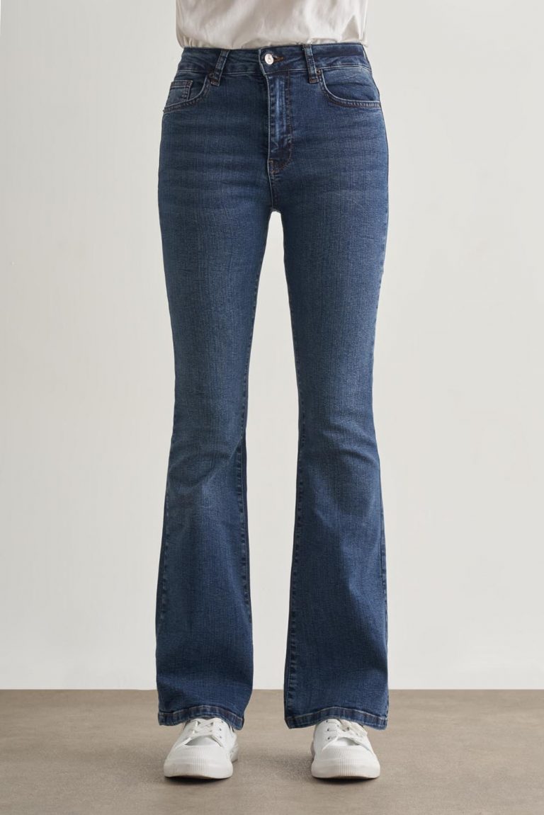 Mizalle Skinny Fit Flare Paça Koyu Mavi Denim Pantolon - Mizalle
