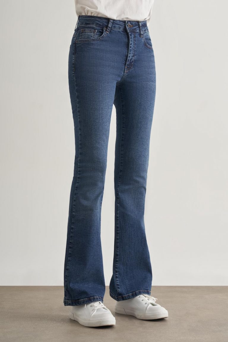 Mizalle Skinny Fit Flare Paça Koyu Mavi Denim Pantolon - Mizalle