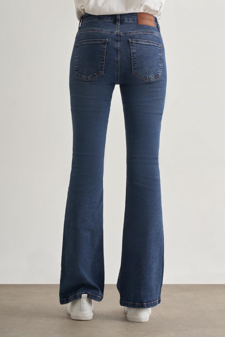 Mizalle Skinny Fit Flare Paça Koyu Mavi Denim Pantolon - Mizalle
