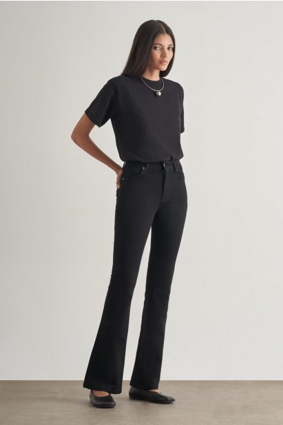 Mizalle Skinny Fit Flare Paça Siyah Denim Pantolon - Mizalle