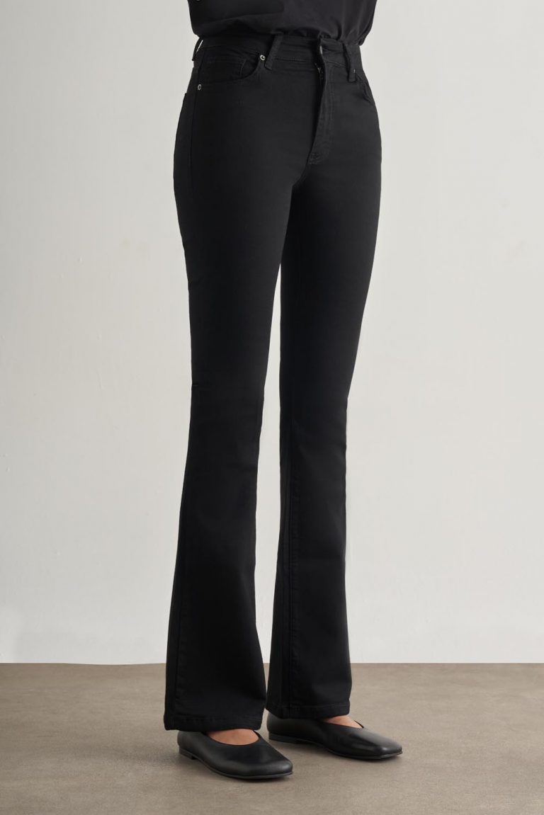 Mizalle Skinny Fit Flare Paça Siyah Denim Pantolon - Mizalle