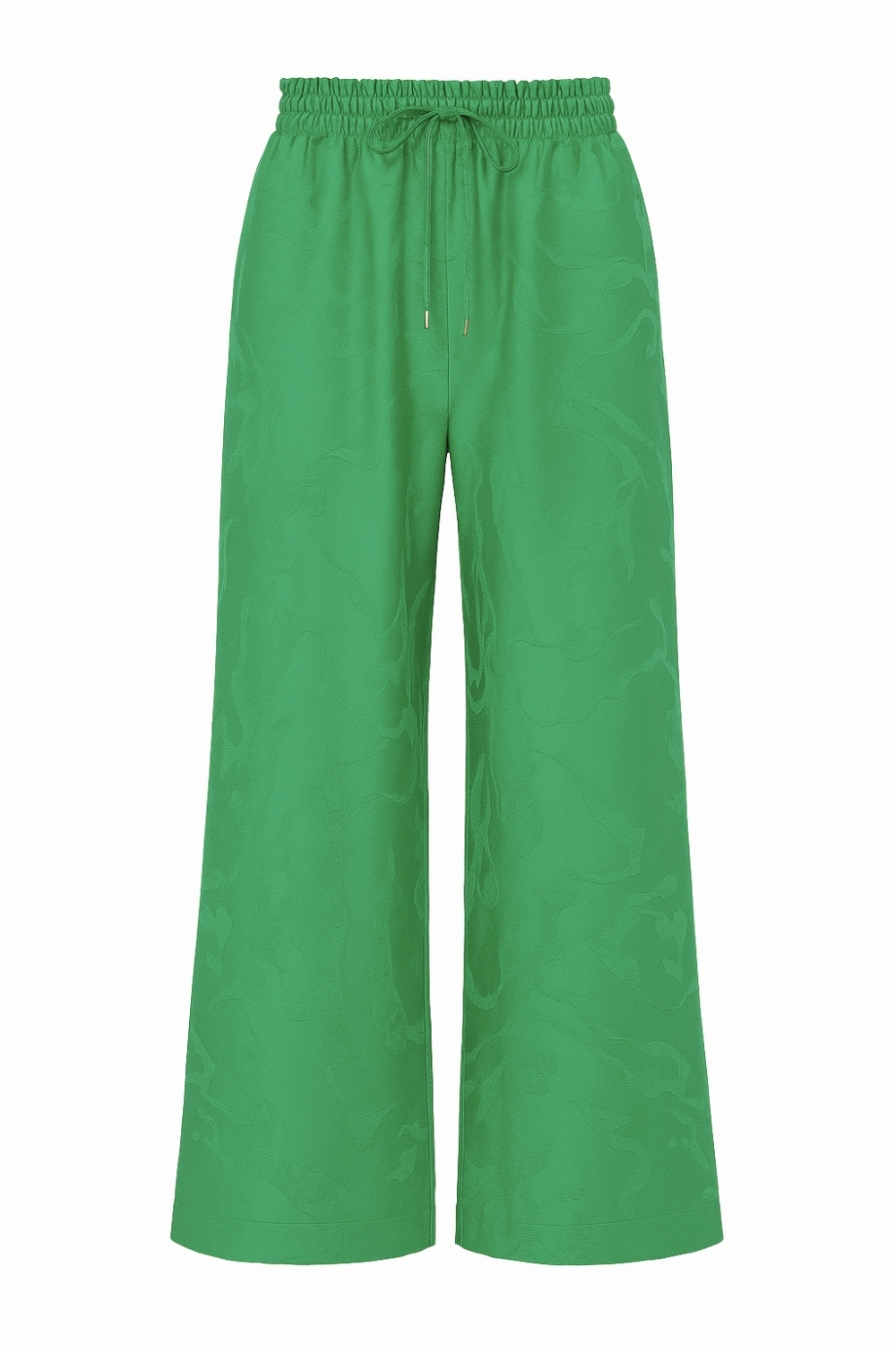 Mizalle Beli Lastikli Geniş Paça Jakarlı Yeşil Pantolon