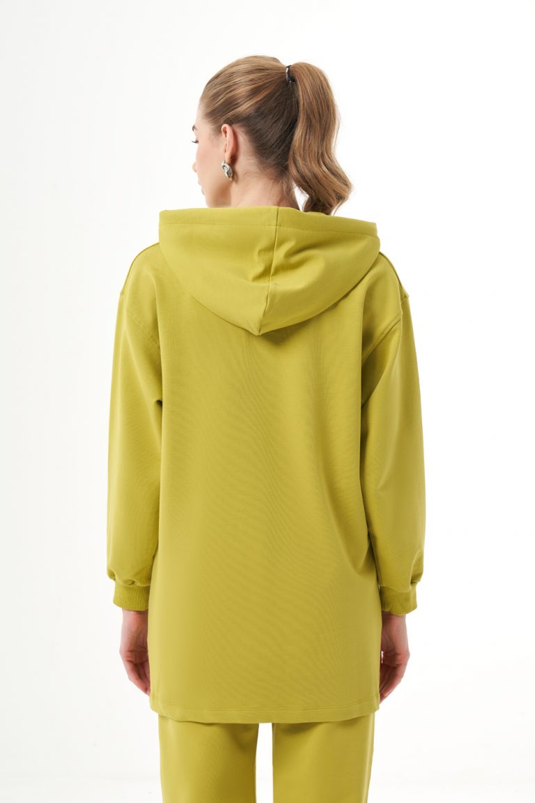 Mizalle Kapüşonlu Kanguru Cepli Yeşil Sweatshirt - Mizalle