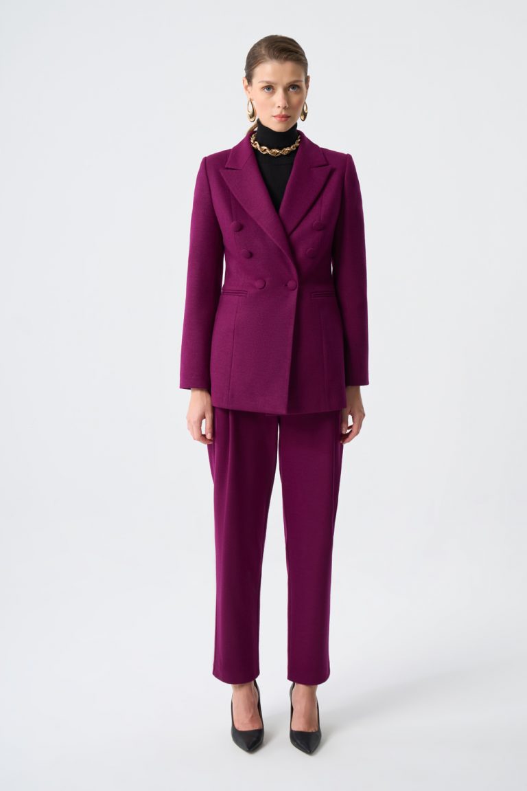 Mizalle Mürdüm Rengi Keçe Dokulu Smokin Kesim Ceket - Mizalle