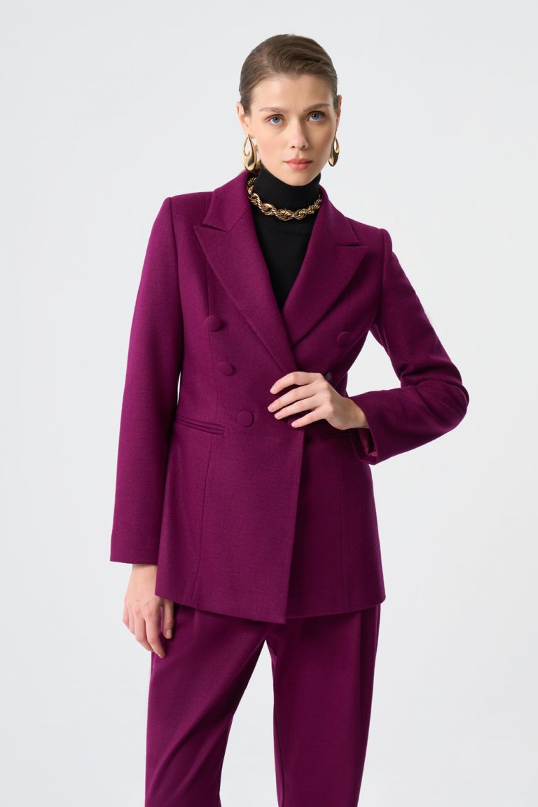 Mizalle Mürdüm Rengi Keçe Dokulu Smokin Kesim Ceket - Mizalle