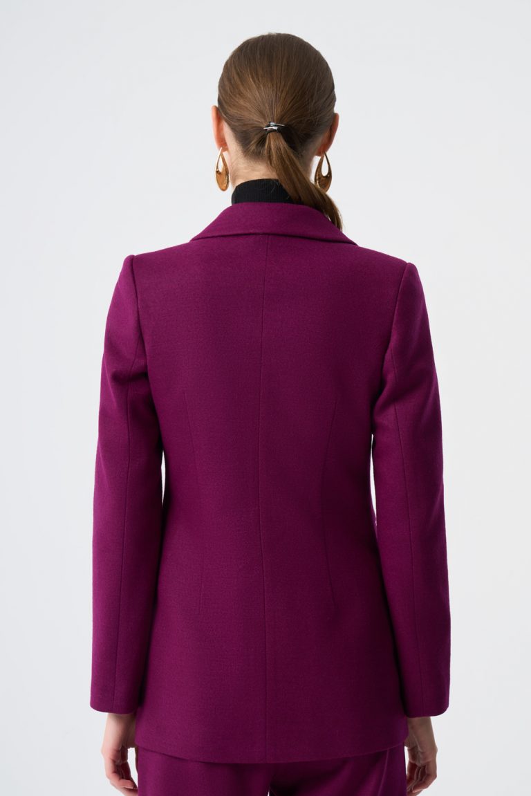 Mizalle Mürdüm Rengi Keçe Dokulu Smokin Kesim Ceket - Mizalle