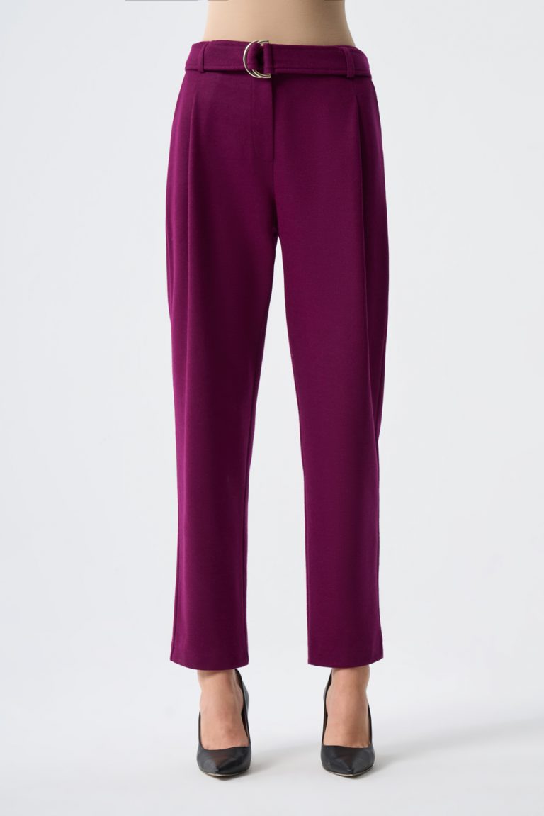 Mizalle Yün Dokulu Kemerli Mürdüm Havuç Pantolon - Mizalle