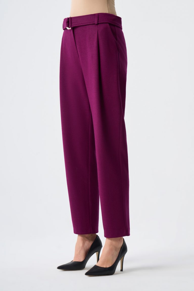 Mizalle Yün Dokulu Kemerli Mürdüm Havuç Pantolon - Mizalle