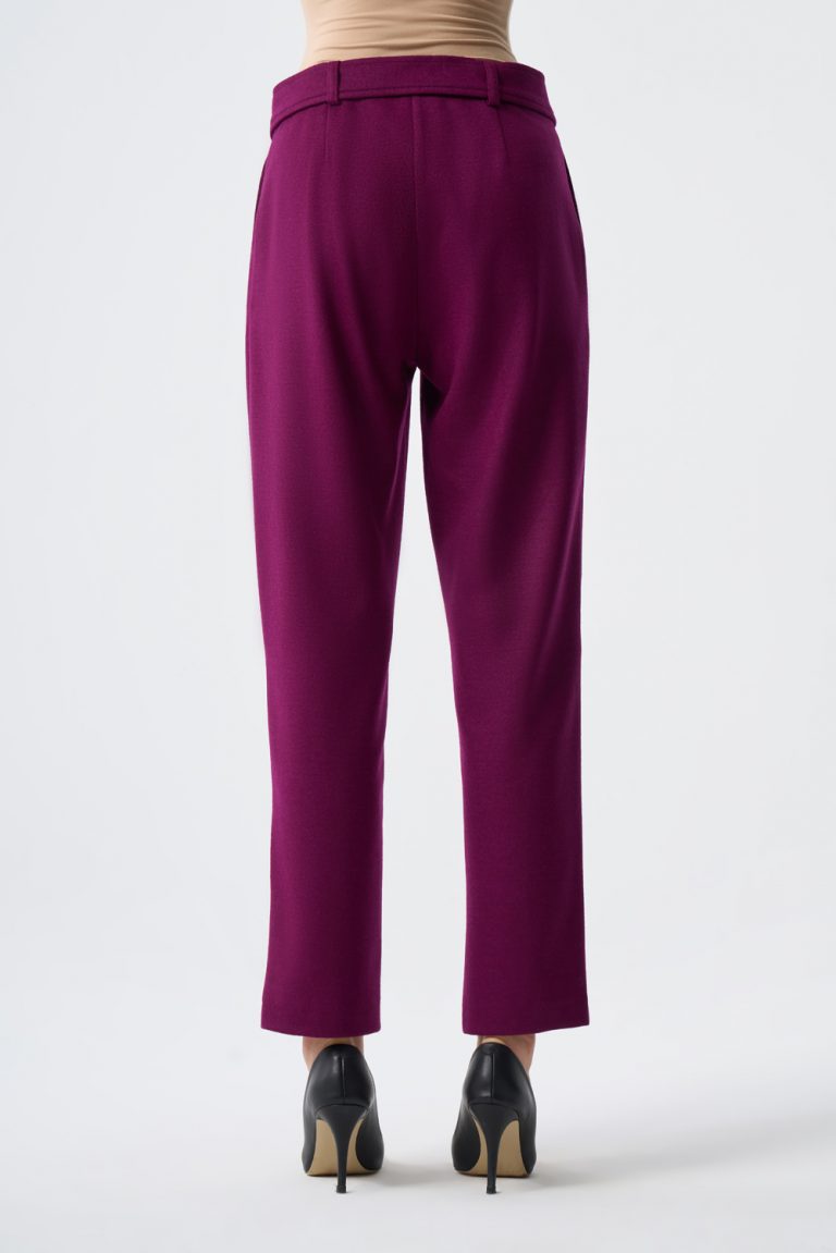 Mizalle Yün Dokulu Kemerli Mürdüm Havuç Pantolon - Mizalle