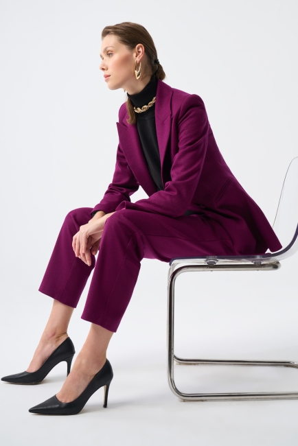 Mizalle - Mizalle Yün Dokulu Kemerli Mürdüm Havuç Pantolon Mizalle - Mizalle Yün Dokulu Kemerli Mürdüm Havuç Pantolon