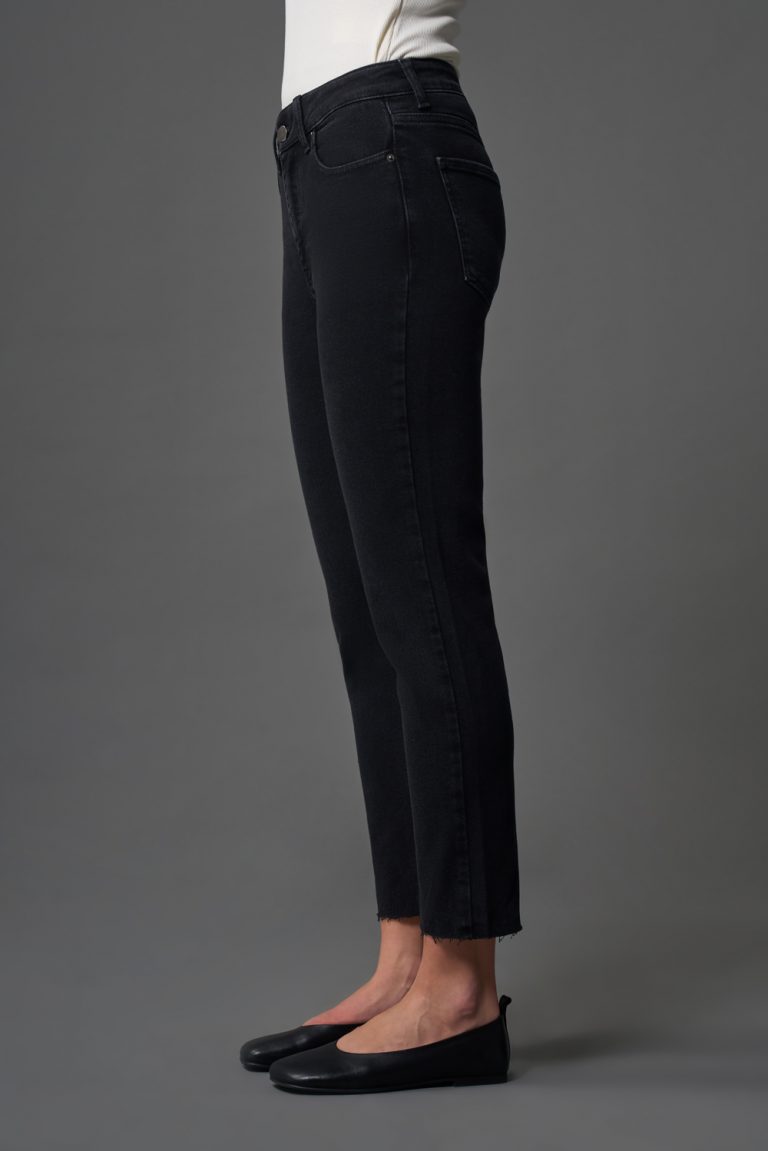 Mizalle Dar Kesim Kesik Paçalı Mom Fit Antrasit Denim Pantolon - Mizalle