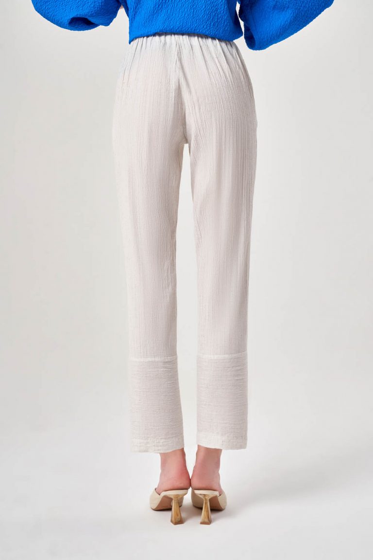 Mizalle Keten Dokulu Kırçıllı Bej Rengi Pantolon - Mizalle