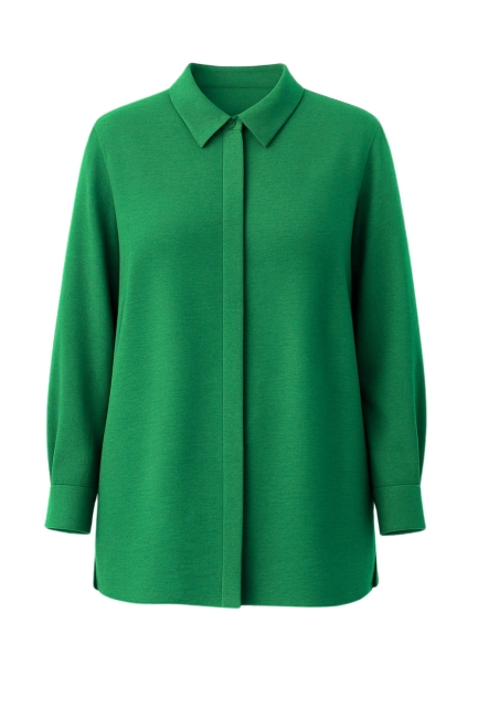 Mizalle - Mizalle Keten Görünümlü Pamuk Yeşil Uzun Tunik