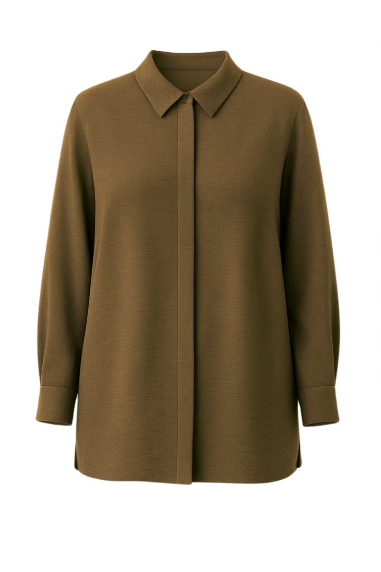 Mizalle Keten Görünümlü Pamuk Kahverengi Uzun Tunik - Mizalle