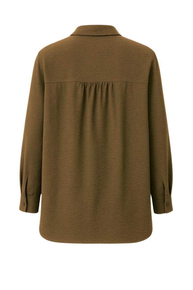 Mizalle Keten Görünümlü Pamuk Kahverengi Uzun Tunik - Mizalle