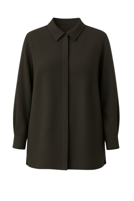 Mizalle - Mizalle Keten Görünümlü Pamuk Siyah Uzun Tunik