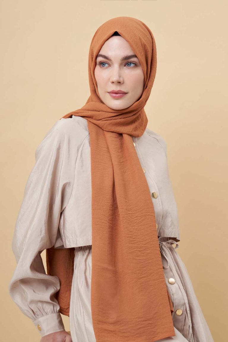 Mizalle Kiremit Rengi Jazz Şal - Mizalle