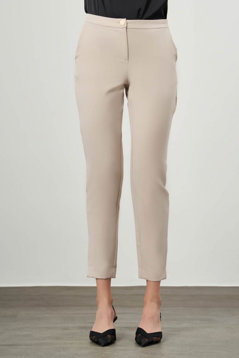 Mizalle Basic Kısa Paça Klasik Bej Rengi Kumaş Pantolon - Mizalle