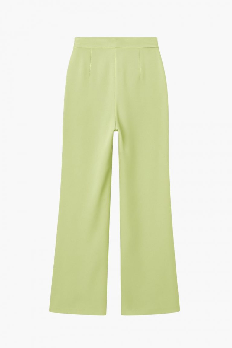 Mizalle Açık Yeşil İnce Krep Geniş Paça Cepli Pantolon - Mizalle