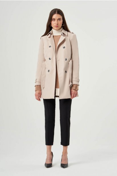 Mizalle Bej Rengi Premium Mac Trençkot - Mizalle