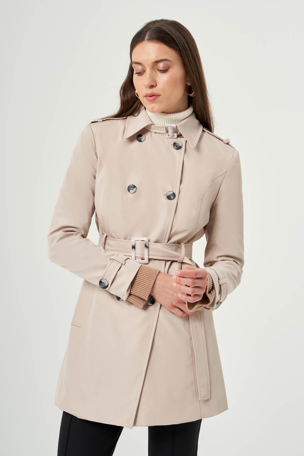 Mizalle Bej Rengi Premium Mac Trençkot 