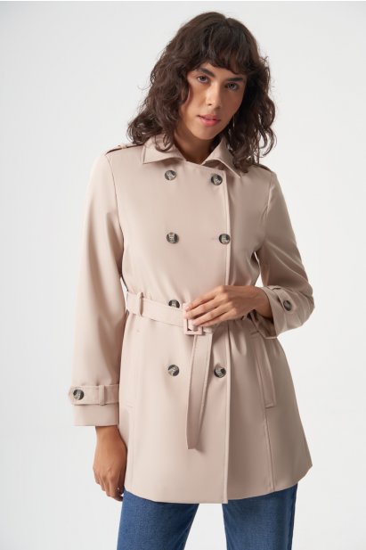 Mizalle Taş Rengi Premium Mac Trençkot - Mizalle