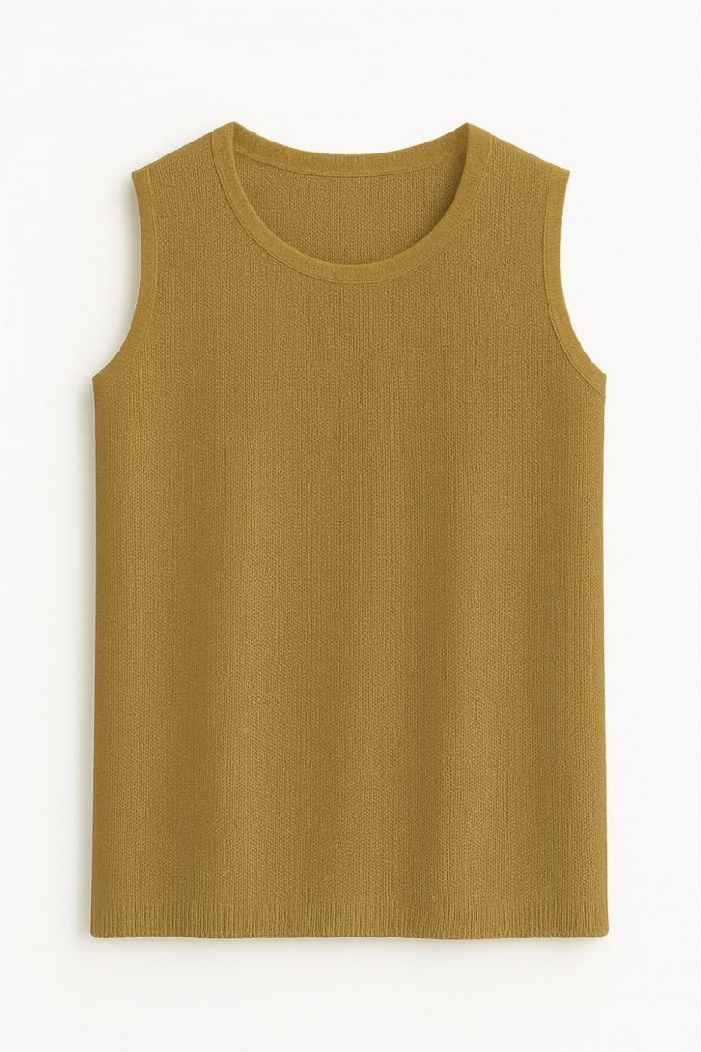 Mizalle Haki Yuvarlak Yaka Rayon Örme Kolsuz Uzun Triko Tunik - Mizalle