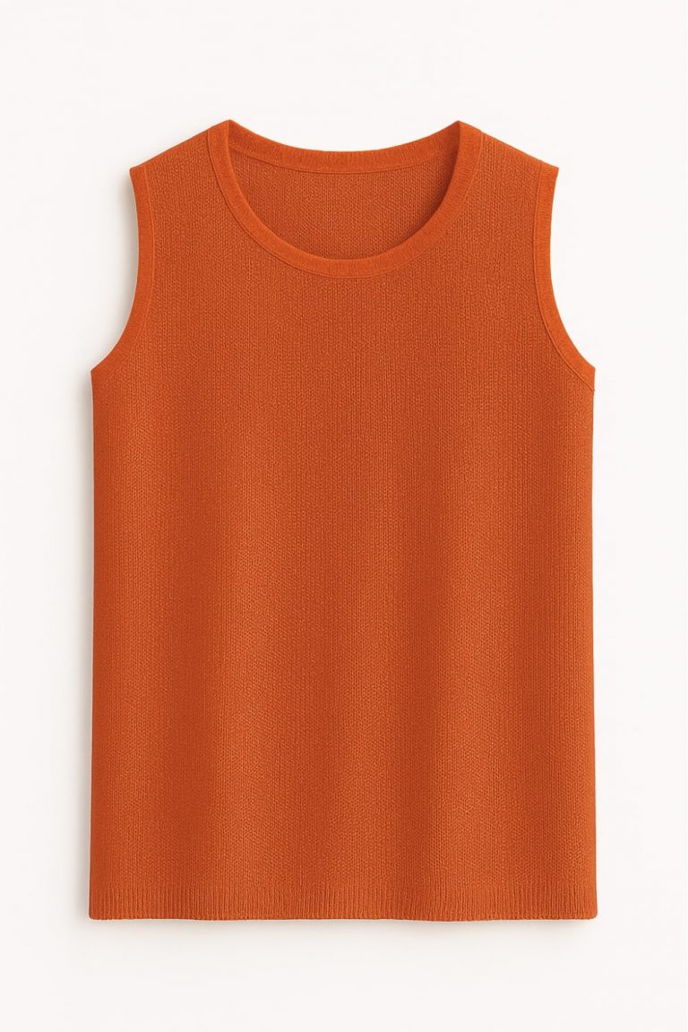 Mizalle Nar Çiçeği Yuvarlak Yaka Rayon Örme Kolsuz Uzun Triko Tunik - Mizalle