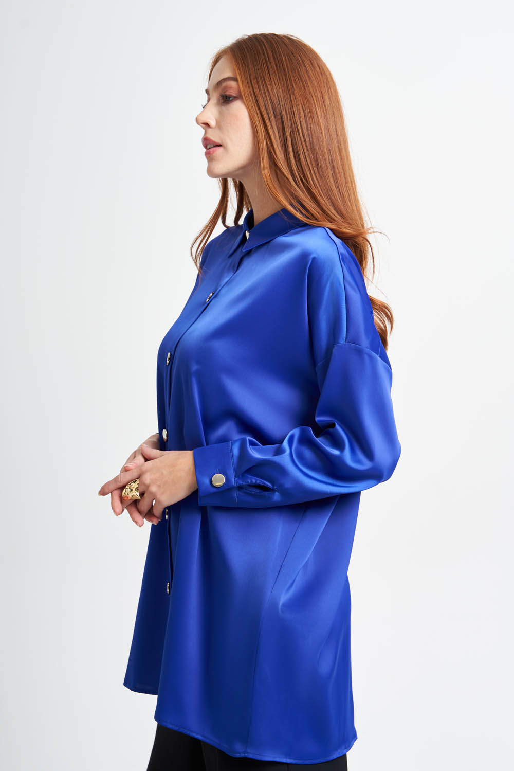 Metal Düğmeli Saks Tunik