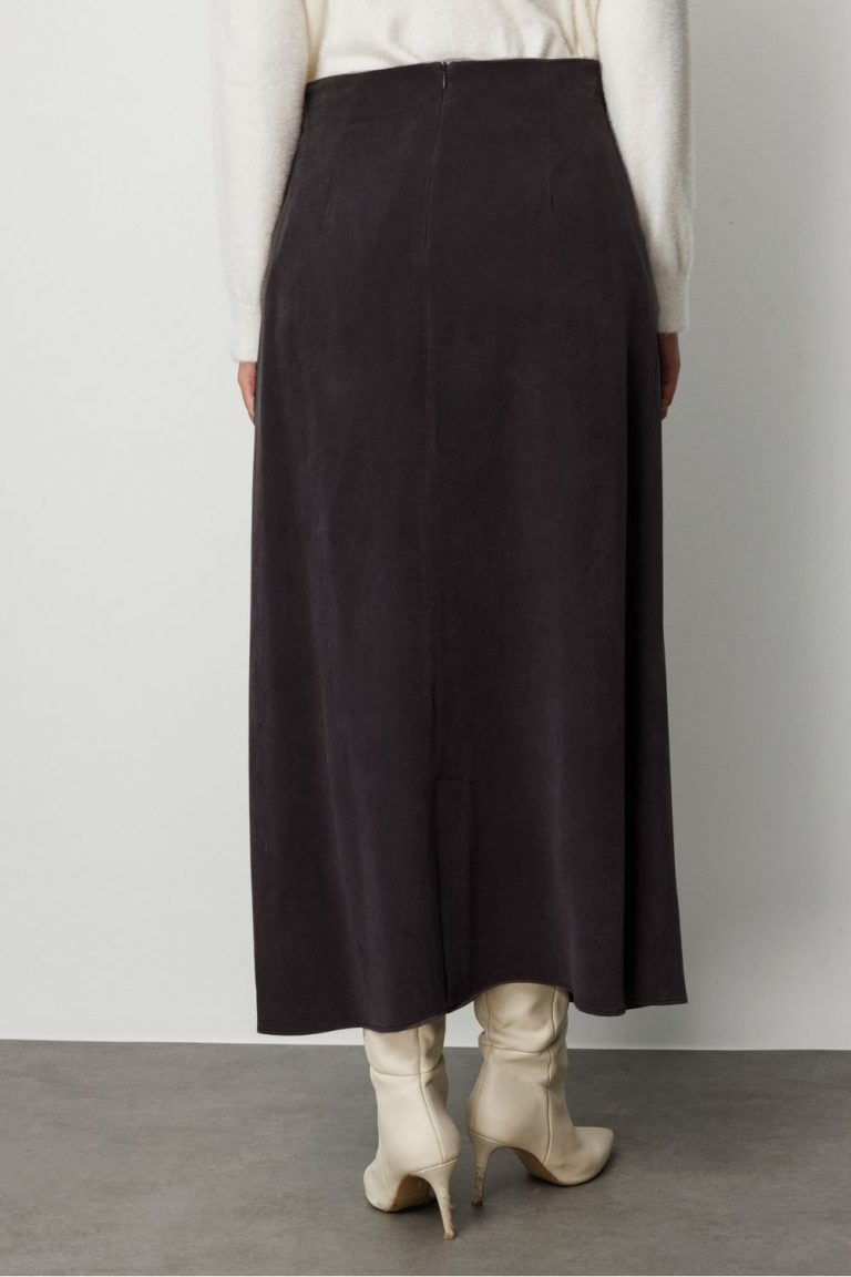 Mizalle A Kesim Cupro Siyah Maksi Etek - Mizalle