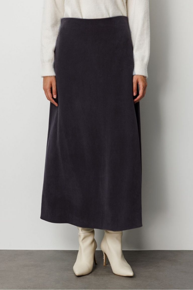 Mizalle A Kesim Cupro Siyah Maksi Etek - Mizalle