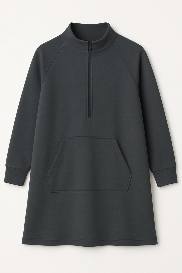 Mizalle Antrasit Modal Yumuşak Dokulu Rahat Kesim Fermuarlı Uzun Tunik - Mizalle