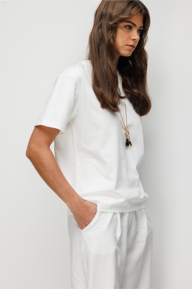 Mizalle Basic Düz Suprem Ekru T-Shirt - 3