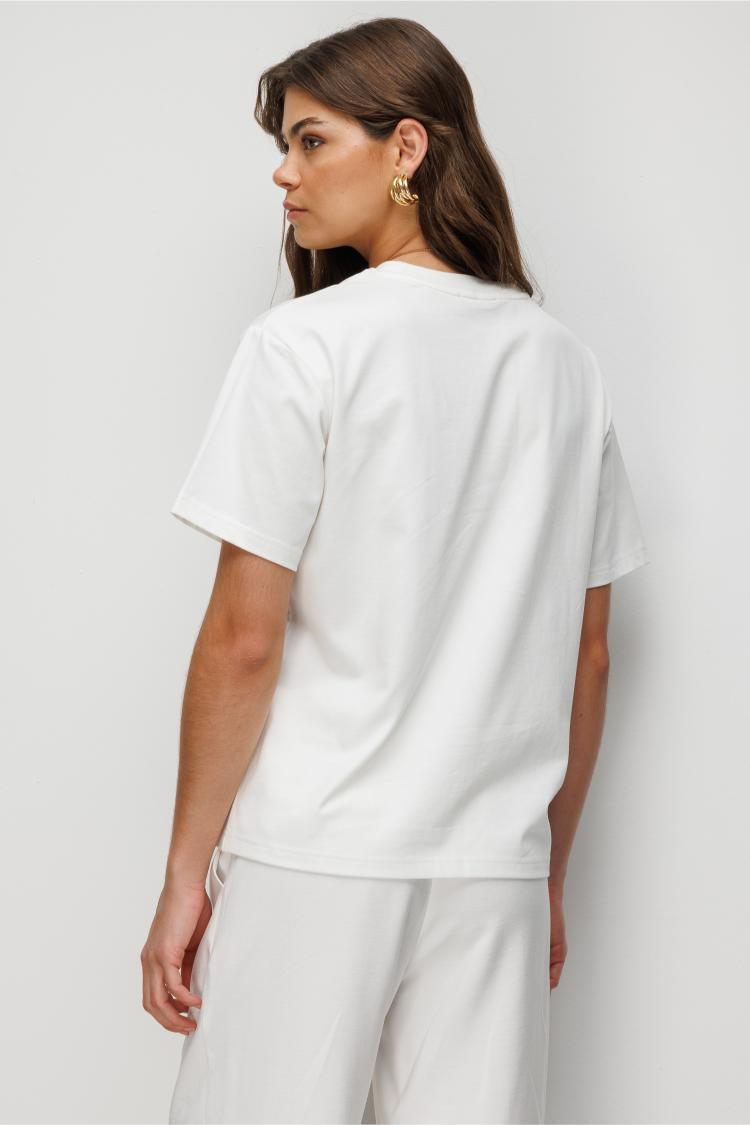 Mizalle Basic Düz Suprem Ekru T-Shirt - 5