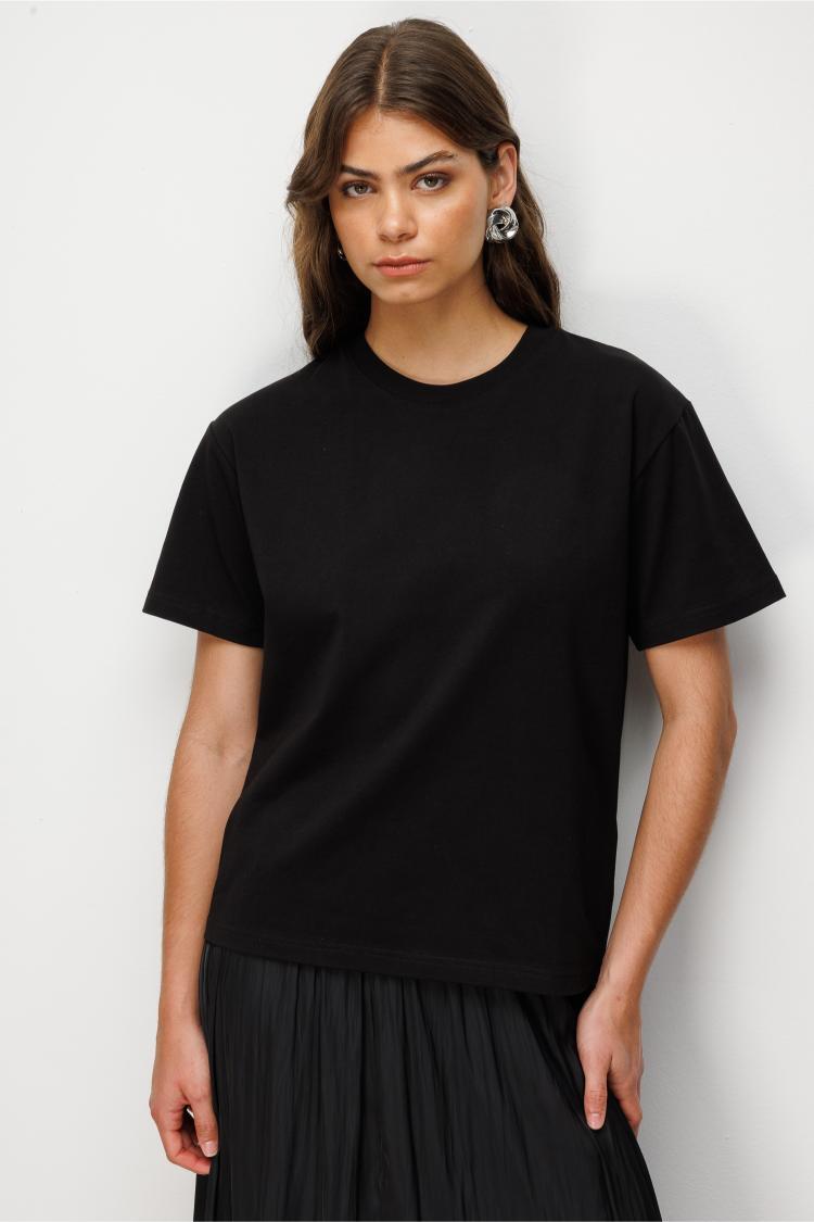 Mizalle Basic Düz Suprem Siyah T-Shirt - Mizalle